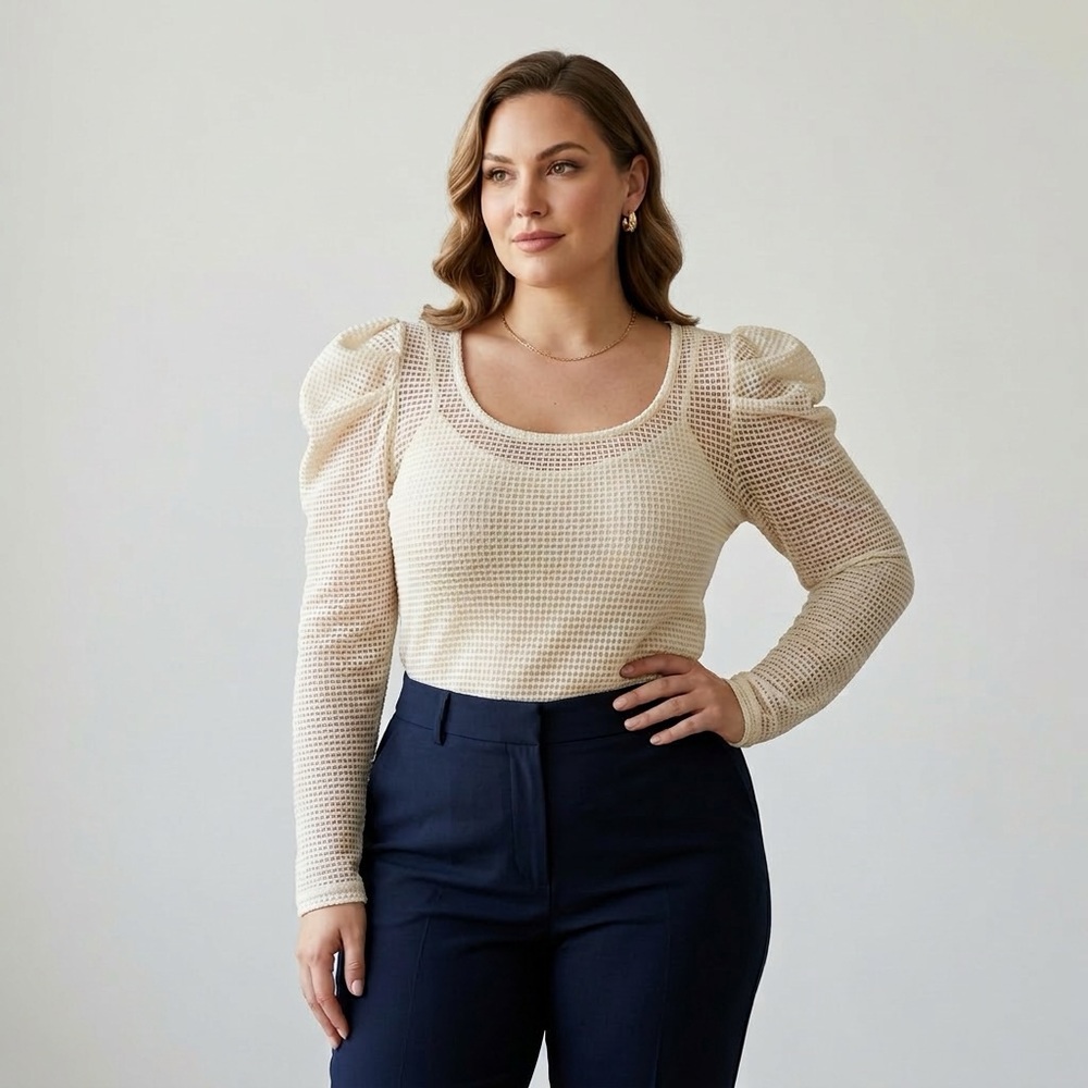 Cream Long Sleeve Women's Top